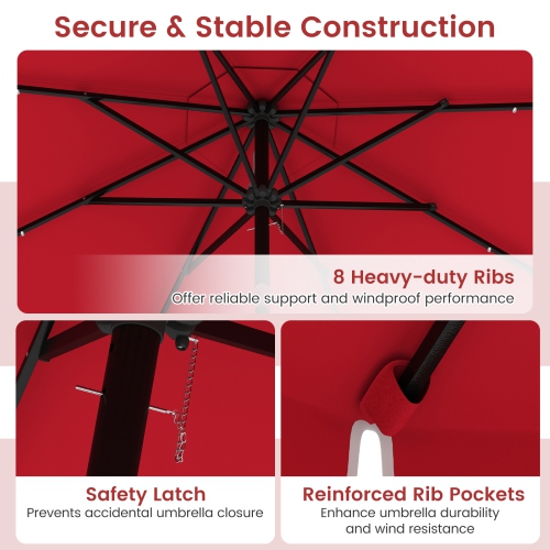 Gymax 10 FT Solar Patio Umbrella Outdoor Market Sunshade w/ 24 LED Lights