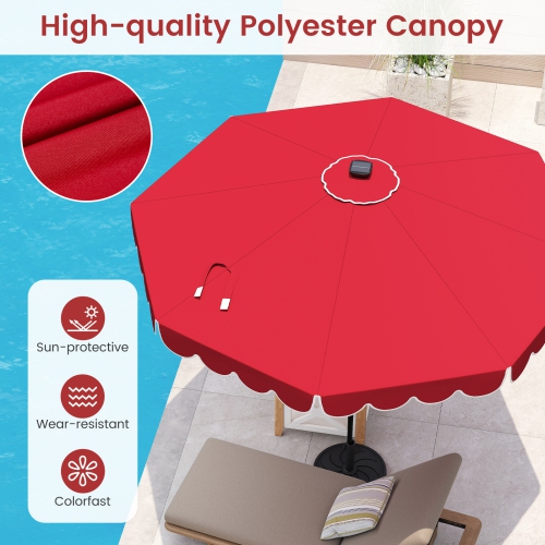 Gymax 10 FT Solar Patio Umbrella Outdoor Market Sunshade w/ 24 LED Lights