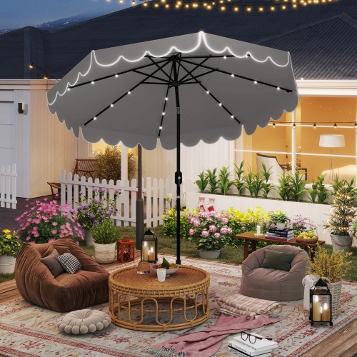 Gymax 10 FT Solar Patio Umbrella Outdoor Market Sunshade w/ 24 LED Lights