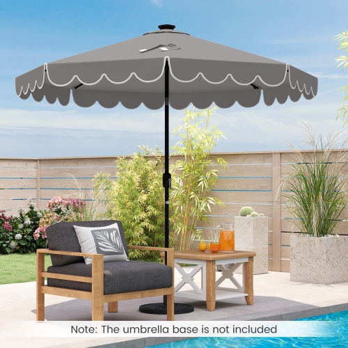 Gymax 10 FT Solar Patio Umbrella Outdoor Market Sunshade w/ 24 LED Lights