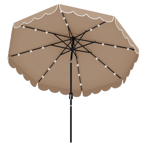 Gymax 10 FT Solar Patio Umbrella Outdoor Market Sunshade w/ 24 LED Lights