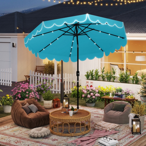 Gymax 10 FT Solar Patio Umbrella Outdoor Market Sunshade w/ 24 LED Lights