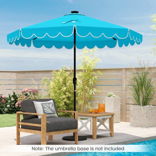 Gymax 10 FT Solar Patio Umbrella Outdoor Market Sunshade w/ 24 LED Lights