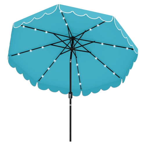 Gymax 10 FT Solar Patio Umbrella Outdoor Market Sunshade w/ 24 LED Lights