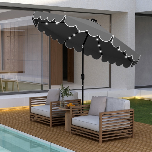 Gymax 9.3 FT Solar Patio Umbrella w/ 32 LED Lights & Tilt Adjustment