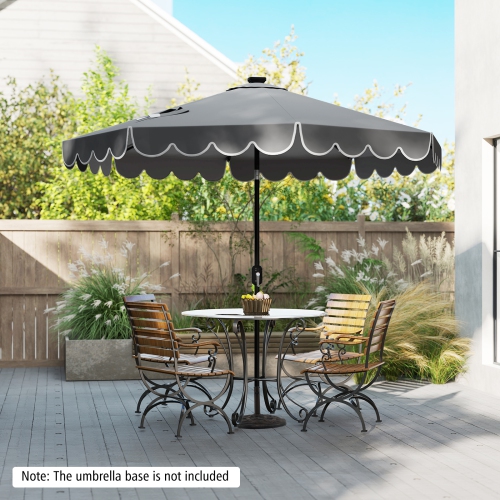 Gymax 9.3 FT Solar Patio Umbrella w/ 32 LED Lights & Tilt Adjustment