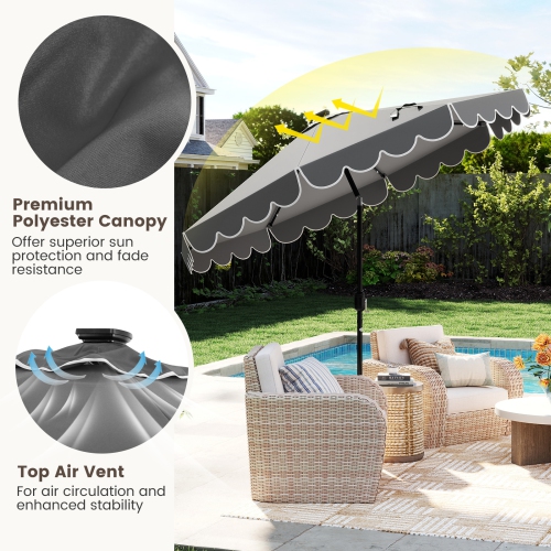 Gymax 9.3 FT Solar Patio Umbrella w/ 32 LED Lights & Tilt Adjustment