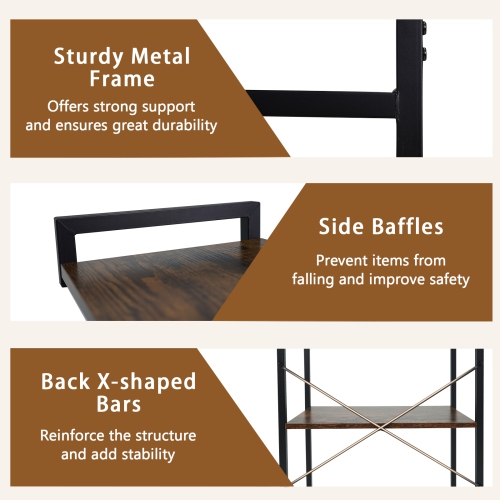 Gymax Kitchen Bakers Rack w/ Power Outlet 4 Tiers Coffee Bar Table w/ 2 AC Outlets