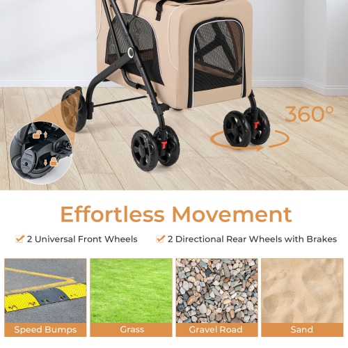 Gymax Double Pet Stroller for 2 Dogs or Cats w/ 2 Detachable Carriers Safety Belt