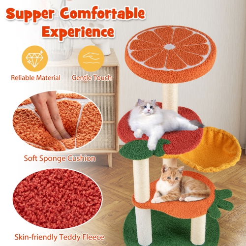 Gymax Multi-level Cat Tree Cute Fruit World Cat Tower w/ Fruit-shaped Platforms
