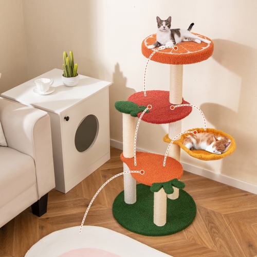 Gymax Multi-level Cat Tree Cute Fruit World Cat Tower w/ Fruit-shaped Platforms