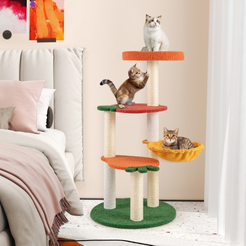 Gymax Multi-level Cat Tree Cute Fruit World Cat Tower w/ Fruit-shaped Platforms