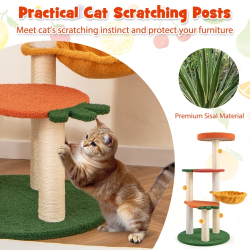 Gymax Multi-level Cat Tree Cute Fruit World Cat Tower w/ Fruit-shaped Platforms