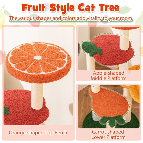 Gymax Multi-level Cat Tree Cute Fruit World Cat Tower w/ Fruit-shaped Platforms