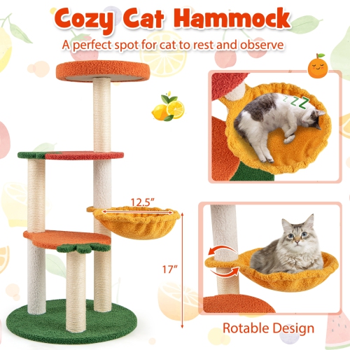 Gymax Multi-level Cat Tree Cute Fruit World Cat Tower w/ Fruit-shaped Platforms