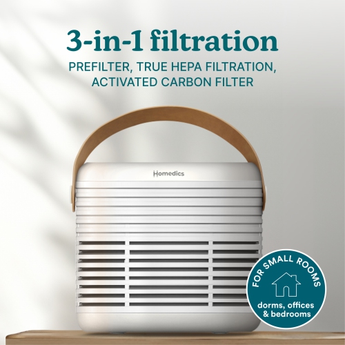 Homedics 3 in 1 HEPA Tabletop Air Purifier for Bedrooms & Offices
