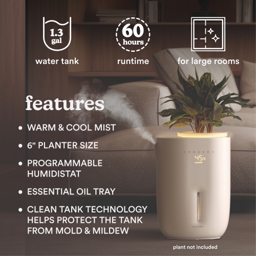 Homedics Nature Ultrasonic Warm & Cool Mist Humidifier - 60 hr Runtime