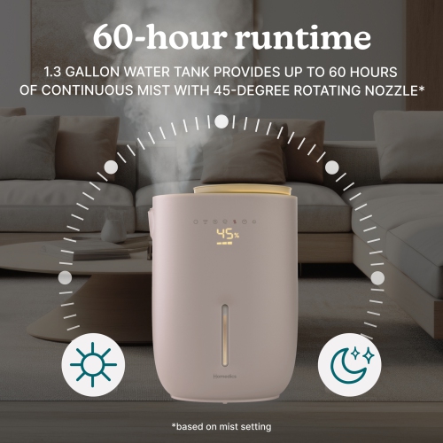 Homedics Nature Ultrasonic Warm & Cool Mist Humidifier - 60 hr Runtime