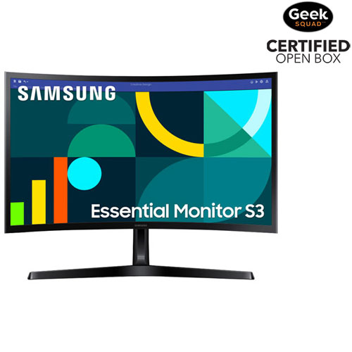 Open Box - Samsung Essential S3 24" FHD 100Hz 4ms GTG Curved VA LED Monitor (LS24D368GANXZA) - Black