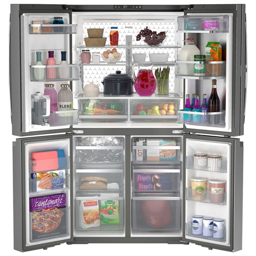 Profile 36" 28.4 Cu. Ft. 4-Door Refrigerator with Water Dispenser - Stainless Steel