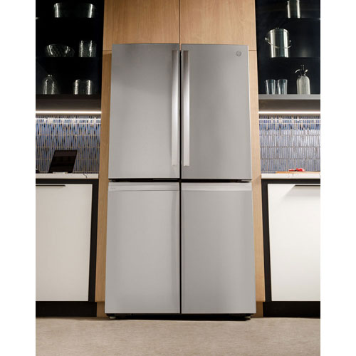 Profile 36" 28.4 Cu. Ft. 4-Door Refrigerator with Water Dispenser - Stainless Steel