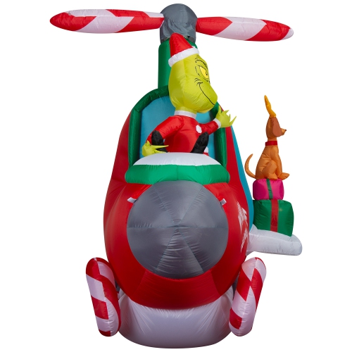 GEMMY INDUSTRIES Airblown®Inflatable Christmas-Animated Grinch in Helicopter w/Spinning Propellers Scene-Dr. Seuss-- 75" x 120"