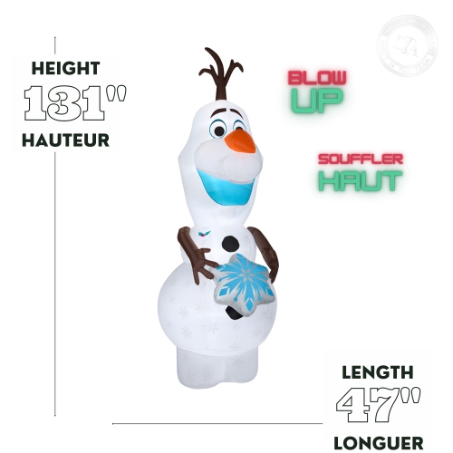 GEMMY INDUSTRIES Airblown® Inflatable Christmas-Olaf w/Snowflake-Giant-Disney- 131" x 47"