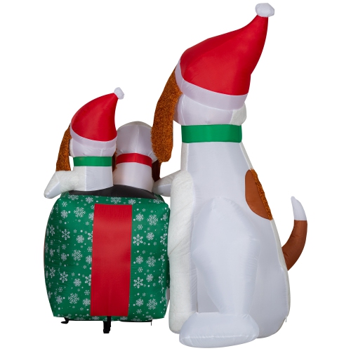 GEMMY INDUSTRIES Airblown® Inflatable Christmas-Mixed Media-Fuzzy Dog Family Scene-LG-66"