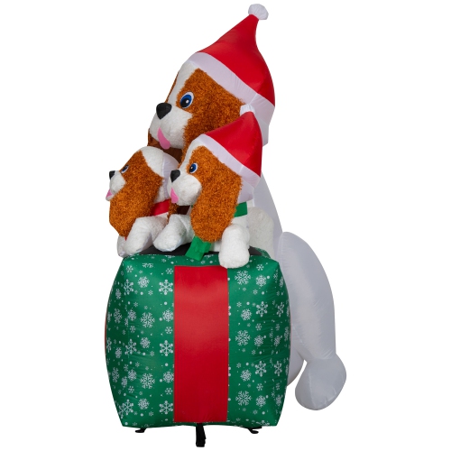 GEMMY INDUSTRIES Airblown® Inflatable Christmas-Mixed Media-Fuzzy Dog Family Scene-LG-66"