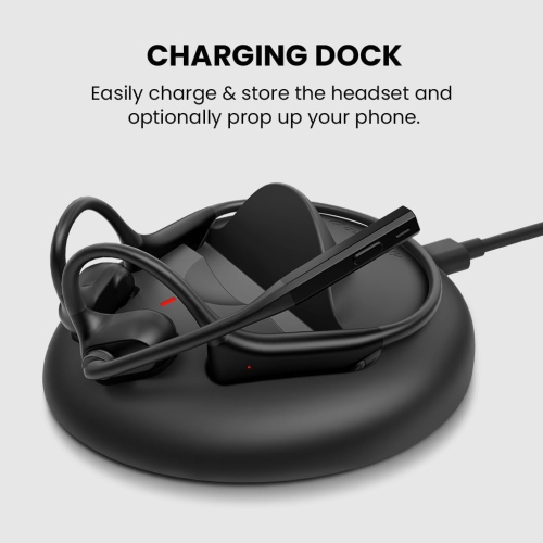 Écouteurs oreilles libres Bluetooth Lingo N21 d'Avantalk avec micro sur tige et station de recharge