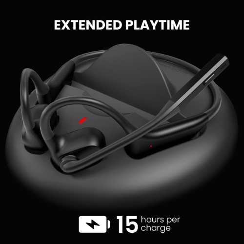 Écouteurs oreilles libres Bluetooth Lingo N21 d'Avantalk avec micro sur tige et station de recharge