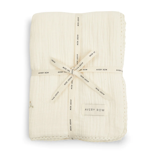 Avery Row - Couverture en mousseline brodée - Chamomille sauvage