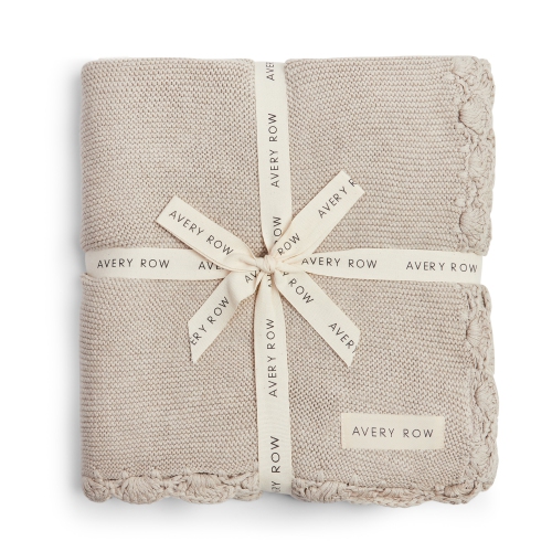 Image 1 of 3.. Avery Row - Scallop Knit Blanket - Stone