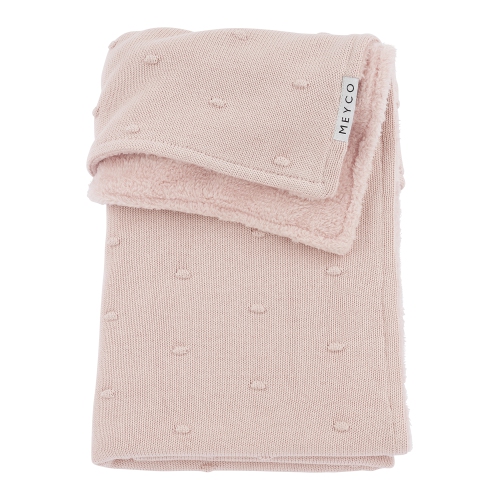 Mini Knots teddy crib bed blanket - Soft pink - 75x100cm