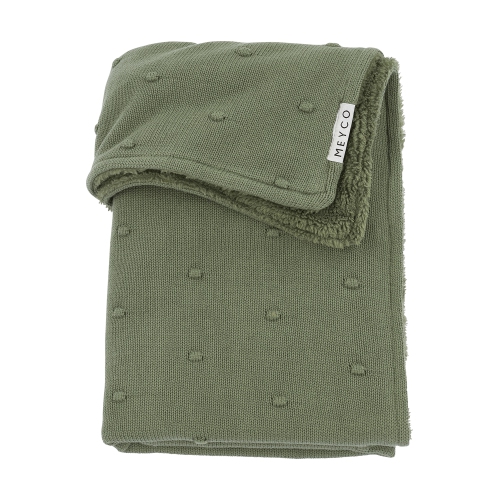 Mini Knots teddy crib bed blanket - Forest green - 75x100cm