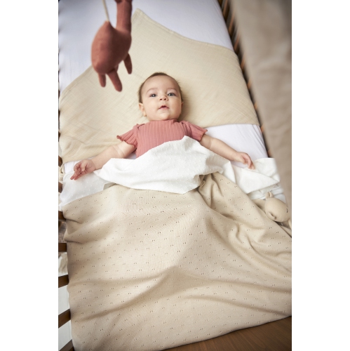 Ajour crib bed blanket - bamboo - soft sand - 75x100cm