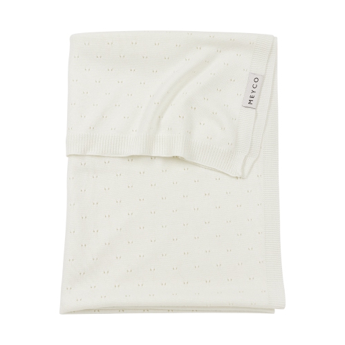 MEYCO BABY  Ajour Crib Bed Blanket - Bamboo - Offwhite - 75X100Cm