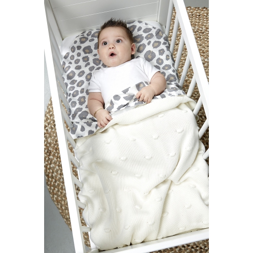 Knots crib bed blanket - Offwhite - 75x100cm