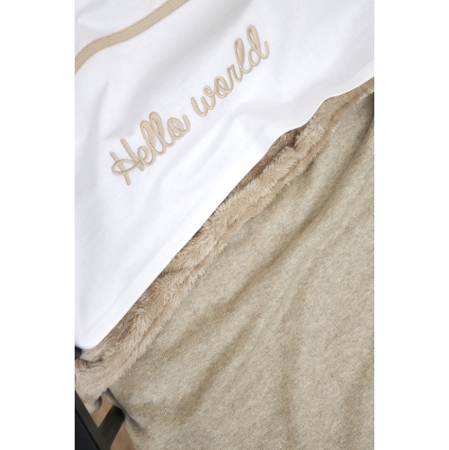 Couverture de lit de bébé en peluche de base en tricot - Mélange de sable - 100 cm 75