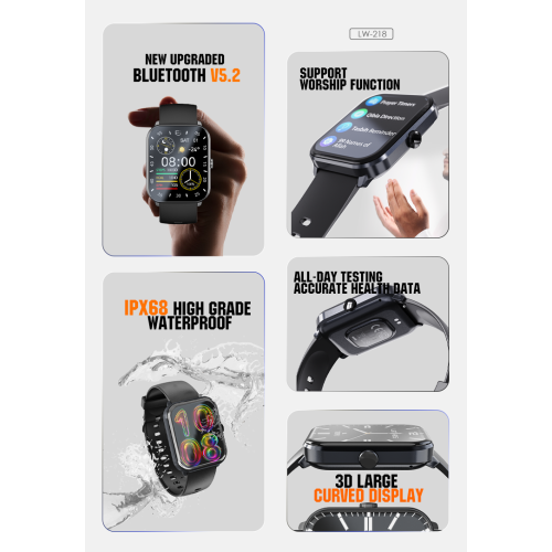 LENYES LW-218 Salaam Smartwatch | 2.01″ 3D Curved Display • BT 5.2 + 3.0 Calling • Prayer Suite • IP68 Waterproof • 15-Day Standby