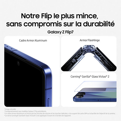 Galaxy Z Flip7 5G de 256 Go de Samsung - Ombre bleue - Déverrouillé