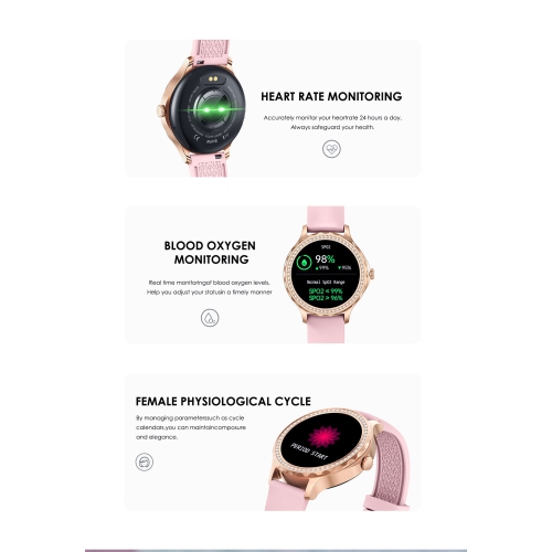 LENYES 1.2″ Round Women’s Smartwatch |Hi-Res Display · BT 5.2 Calling · IP67 Waterproof · 140 mAh
