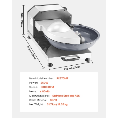 VEVOR 3000RPM Food Processor & Vegetable Chopper, Food-Grade Stainless Steel Chopper with S-Curve Blade, Multifunctional for Chopping Vegetables,