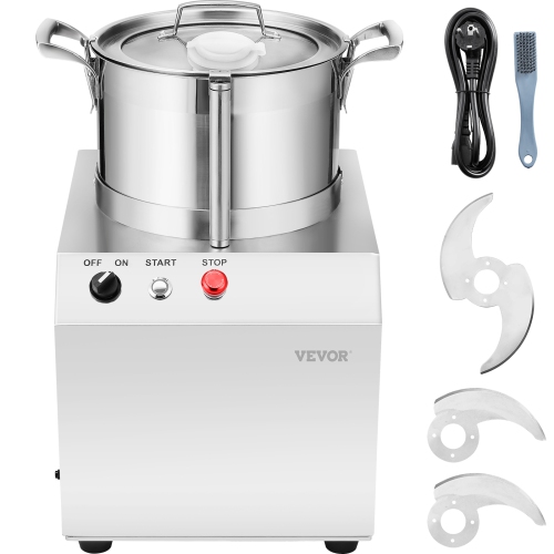 VEVOR  6.3 Quart Food Processor & Vegetable Chopper, Food-Grade Stainless Steel Chopper w 2 Extra S-Curve Blades, Ideal for Chopping Vegetables