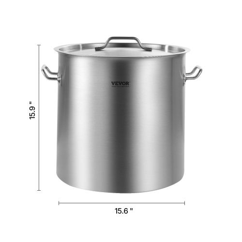 VEVOR 53 Quart Stainless Steel Stockpot, Large Cooking Pots, Cookware Sauce Pot with Lid, and Handle, Heavy Duty Commercial Grade Stock Pot, for