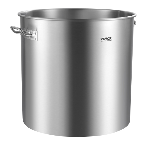 VEVOR 100 Quart Stainless Steel Stockpot, Large Cooking Pots, Cookware Sauce Pot with Basket, Lid, and Handle, Heavy Duty Commercial Grade, for Large
