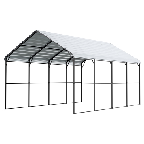 VEVOR 12' x 20' Heavy Duty Metal Carport, Outdoor Carport with Galvanized Steel Frame & Roof, Car Tent Garage Shade with Removable Sidewalls,