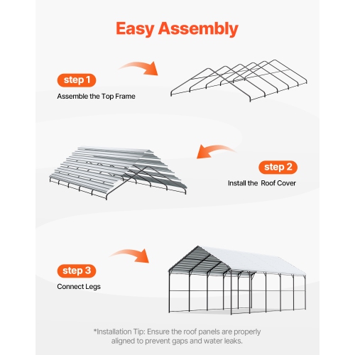 VEVOR 13' x 26' Heavy Duty Metal Carport, Outdoor Carport with Galvanized Steel Frame & Roof, Car Tent Garage Shade with Removable Sidewalls,