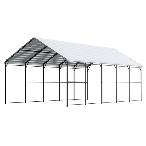 VEVOR 13' x 26' Heavy Duty Metal Carport, Outdoor Carport with Galvanized Steel Frame & Roof, Car Tent Garage Shade with Removable Sidewalls,