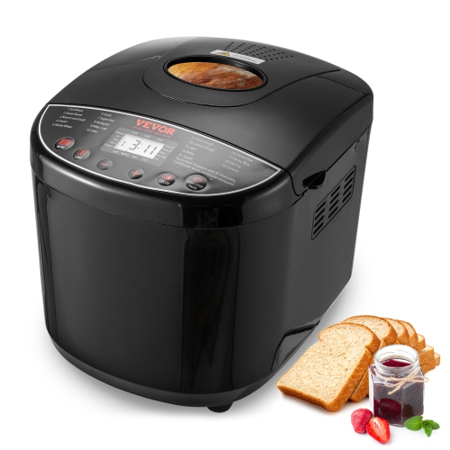 VEVOR 19-in-1 2LB Bread Maker, Dough Machine, Nonstick Ceramic Pan Automatic Breadmaker with Gluten Free Setting, Whole Wheat Bread Making, Digital,